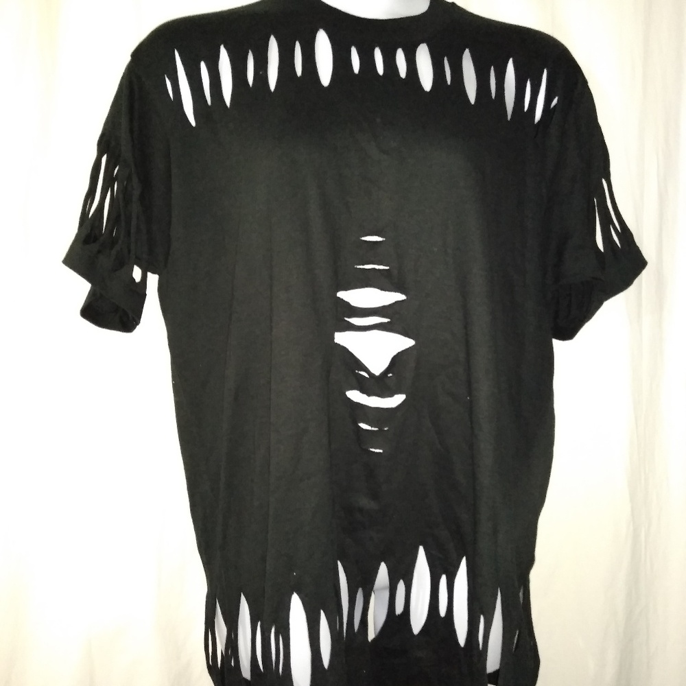 New vtg 80s Sz XL black hole swimsuit cover up top